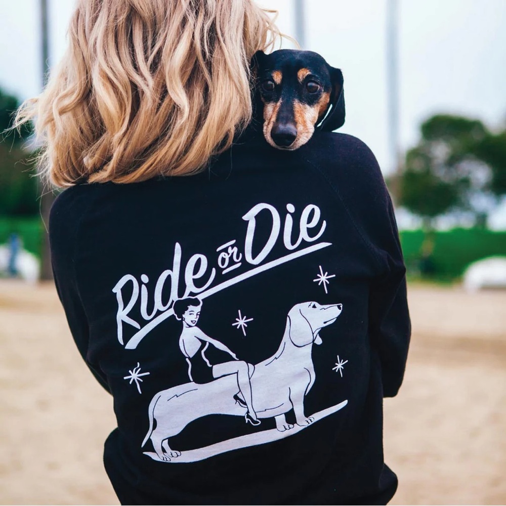 Ride or Die Weenie Dog - Bean Goods Black Sweatshirt
